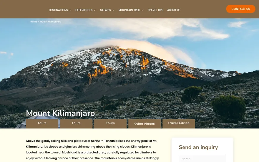 Komcha Adventure: Destination page