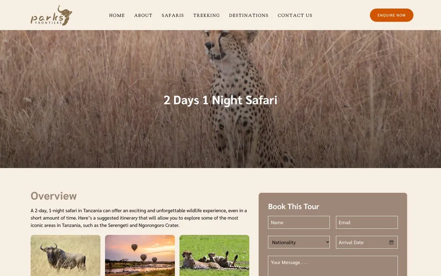 Parks Frontiers: Safari page